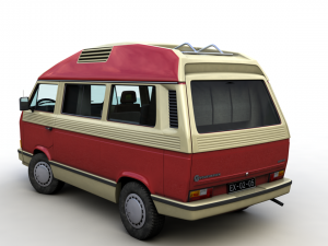 volkswagen t3 dehler profi camper 1989 3D 모델