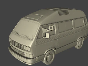 volkswagen t3 dehler profi camper 1989 3D Model