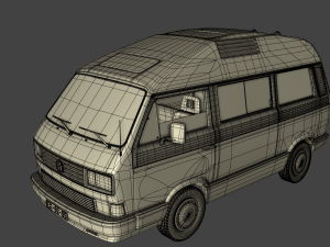 volkswagen t3 dehler profi camper 1989 3D 모델