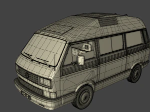 volkswagen t3 dehler profi camper 1989 3D Model