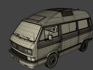 volkswagen t3 dehler profi camper 1989 3D 모델