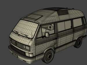 volkswagen t3 dehler profi camper 1989 3D Model
