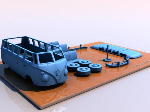Volkswagen type 1 microbus deluxe 1968 3D Print Model