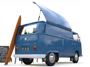 vw t2 food and coffee van 1974 3D Model