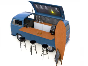 vw t2 food and coffee van 1974 3D Model