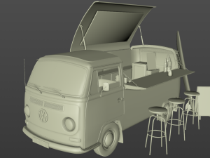 vw t2 food and coffee van 1974 Modelo 3D
