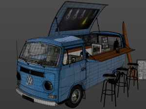 vw t2 food and coffee van 1974 Modelo 3D