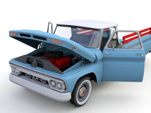gmc pickup truck fleetside long 1964 3D Model