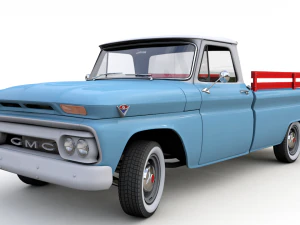 gmc pickup truck fleetside long 1964 3D Model