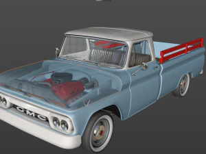 gmc pickup truck fleetside long 1964 3D Model