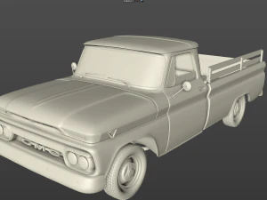 gmc pickup truck fleetside long 1964 3D Model
