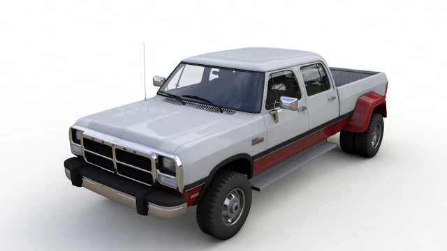 DODGE POWER RAM 250 CREWCAB 1991 3D Model .c4d .max .obj .3ds .fbx .stl .blend 