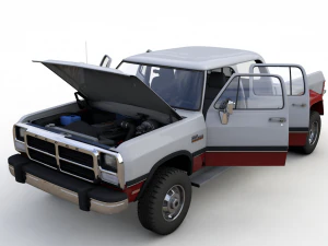 DODGE POWER RAM 250 CREWCAB 1991 3D Model