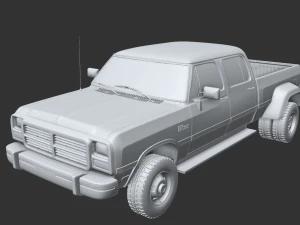 DODGE POWER RAM 250 CREWCAB 1991 3D Model