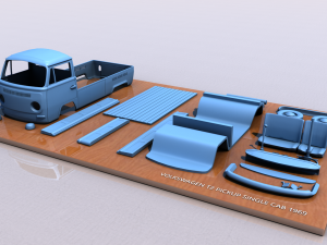 VOLKSWAGEN SINGLE CABINE TYPE 2 - 1969 3D Print Model