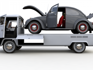 Vw T2 Kemperink Special Pickup 1976 and Vw Beetle 1960 3D 모델