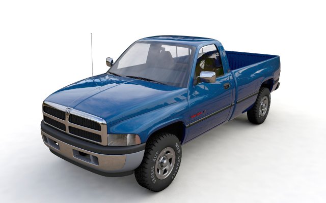 Dodge RAM 1500 V8 Single Cab 1995 3D 模型 .c4d .max .obj .3ds .fbx .stl .blend 