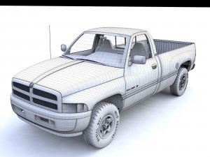 Dodge RAM 1500 V8 Single Cab 1995 3D 模型