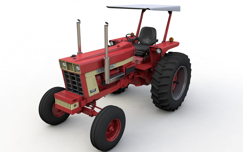 International Harvester 1468 Tractor 1972 with Canopy Modelo 3D .c4d .max .obj .3ds .fbx .stl .blend 