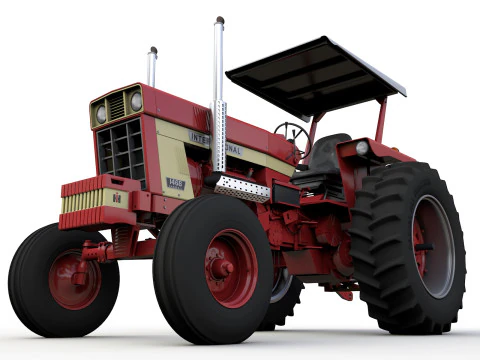 Трактор International Harvester 1468 1972 року випуску з навісом 3D Модель