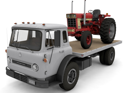 International Loadstar Truck 1963 and Int Harvester Tractor 1972 3D 모델