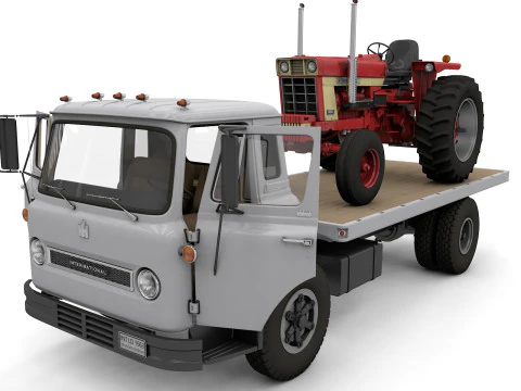 International Loadstar Truck 1963 and Int Harvester Tractor 1972 3D Model