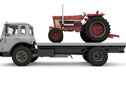 International Loadstar Truck 1963 and Int Harvester Tractor 1972 3D Model