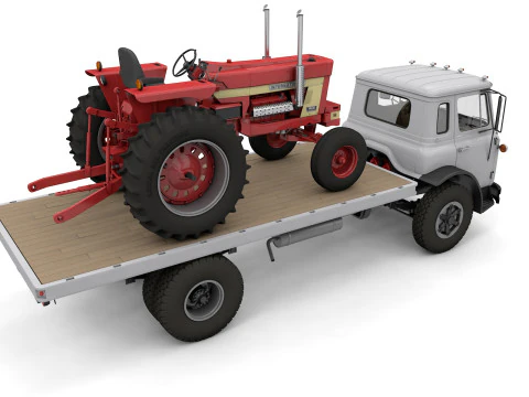 International Loadstar Truck 1963 and Int Harvester Tractor 1972 3D Model