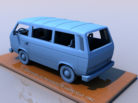 Volkswagen T3 Transporter Carevelle 1982 Modèles 3D en vedette