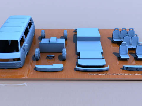 Volkswagen T3 Transporter Carevelle 1982 3D Print Model