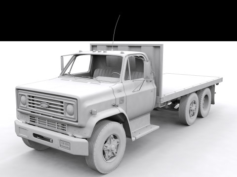 Chevy C70 1979 Flatbed Truck 3D Model