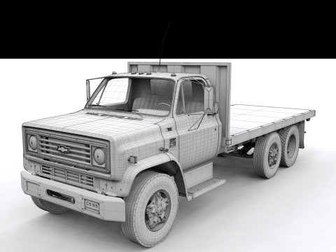 Chevy C70 1979 Flatbed Truck 3D Model