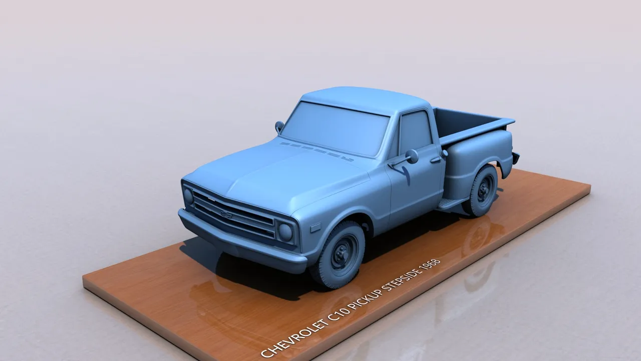 Chevy C10 Pickup Stepside 1968 3D Print Model .c4d .max .obj .3ds .fbx .stl .blend 