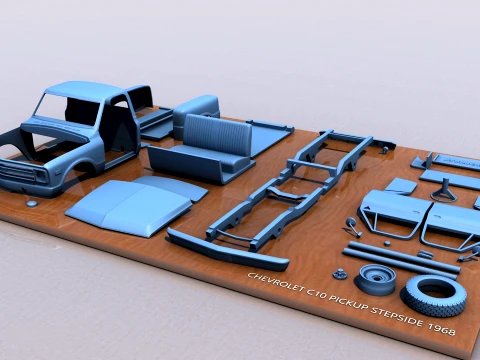 Chevy C10 Pickup Stepside 1968 3D Print Model