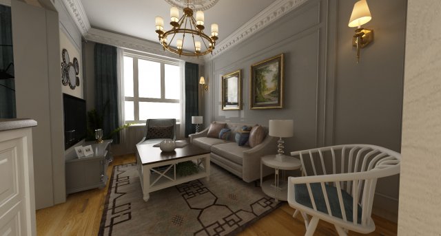 classic living room 3D Model .c4d .max .obj .3ds .fbx .stl .blend 