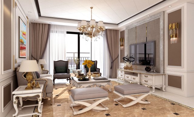 living room 3D Модель .c4d .max .obj .3ds .fbx .stl .blend 