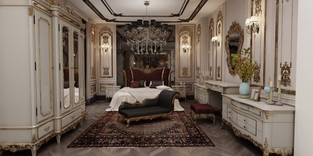 luxury bedroom 3D Модель .c4d .max .obj .3ds .fbx .stl .blend 