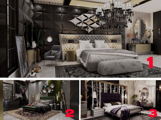 luxury bedroom 3 in 1 Modèle 3D .c4d .max .obj .3ds .fbx .stl .blend 