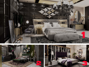luxury bedroom 3 in 1 3D Model