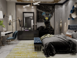 luxury bedroom 3 in 1 Modèle 3D
