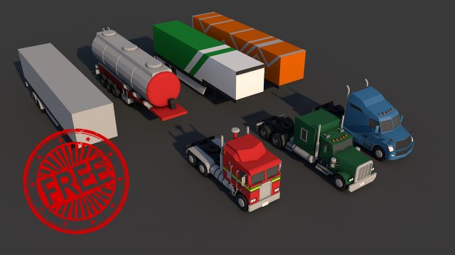 Truckstrailer 3D Model .c4d .max .obj .3ds .fbx .stl .blend 