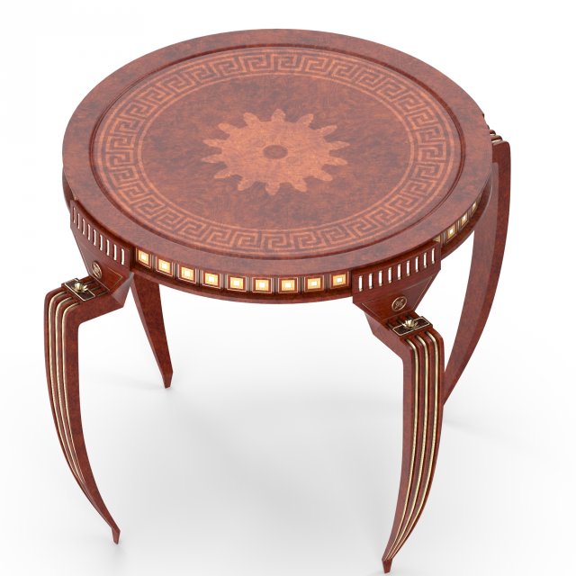 mahogany round table with golden ornaments 3D 模型 .c4d .max .obj .3ds .fbx .stl .blend 