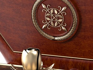 mahogany round table with golden ornaments 3D 模型