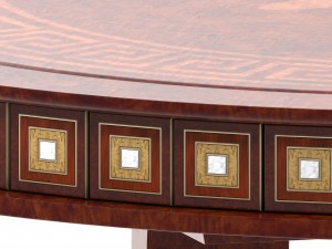 mahogany round table with golden ornaments 3D 模型