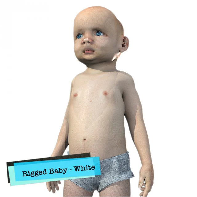 baby character rigged realistic - white 3D Model .c4d .max .obj .3ds .fbx .stl .blend 