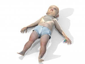 baby character rigged realistic - white Model 3D