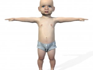 baby character rigged realistic - white Model 3D