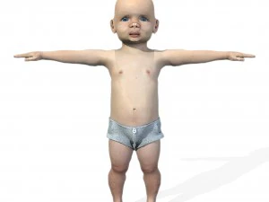 baby character rigged realistic - white 3D Model