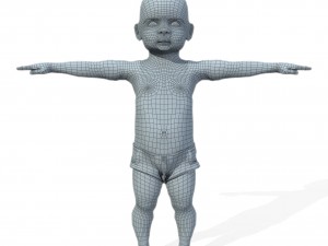 baby character rigged realistic - white Model 3D