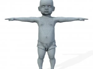 baby character rigged realistic - white 3D Model